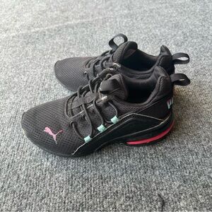 Puma Black Sneakers with Pink and Teal Highlights